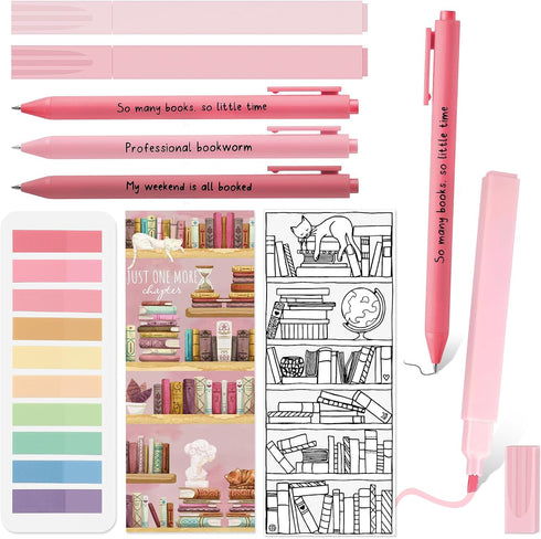 Spakon 7 Pcs Christmas Book Lover Gifts, Bible Verse Pens, Reading List Bookmark
