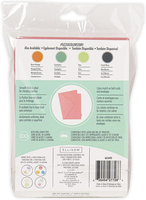 Sizzix Surfacez Card & Envelope Pack A6 Rose 10PK | 665690 |Chapter 2 2022, Multicolor