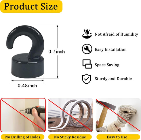 Small Magnetic Hooks White (2024 New) - Mini Light Duty Hooks for Refrigerator, Kitchen, Classroom, Office - Pack of 10
