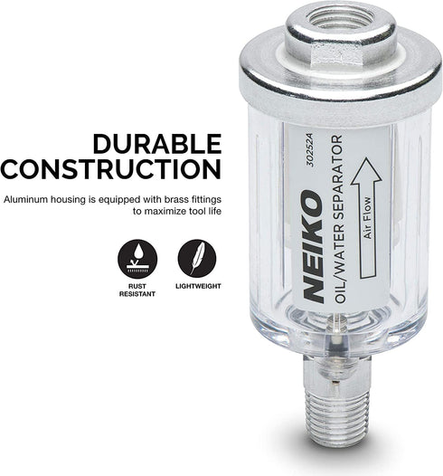 NEIKO 30252A Water and Oil Separator for Air Line, 2 Pack, 1/4" NPT, 90 PSI