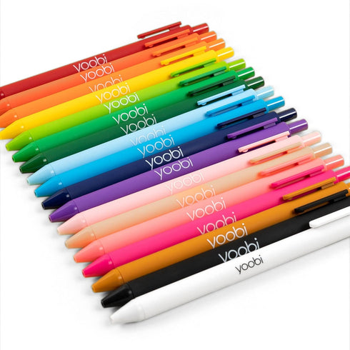 Yoobi Retractable Gel Pen Set, 18 Bright Colors, Fine 1.00mm Point for School or Office, Comfortable Grip