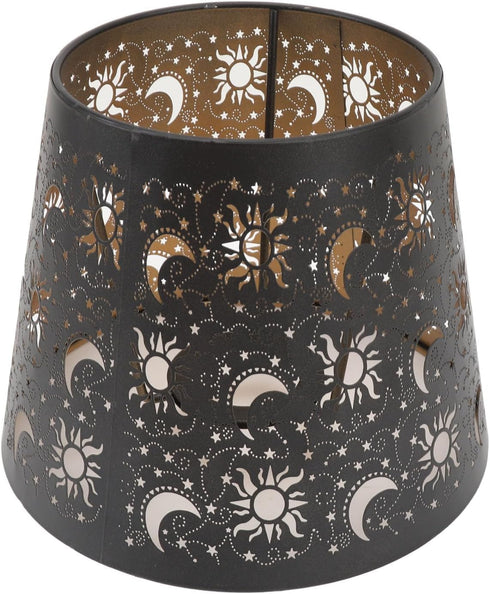 Gsycle Hollow Metal Lampshade, E26 E27 Clamp-On Lamp Shade with Sun Moon Stars