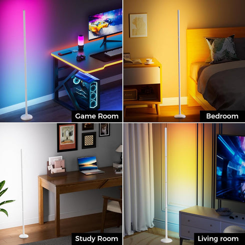 Room(White,1pack) TJOY Smart Floor Lamp for Atmosphere Decoration, RGB Corner Lamp with Music Sync, Crystal Joint