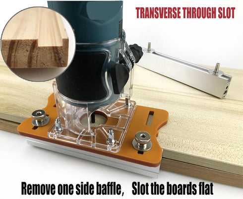 Trimming Machine Slotted Bracket for Woodworking, 2 in 1 Invisible Fastener Slotting Locator, Aluminum Alloy Router
