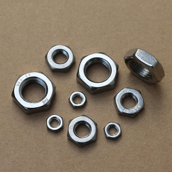 QuarkMRO 304 Stainless Steel Fine Thread Thin Jam Hex Nut Right Hand Select