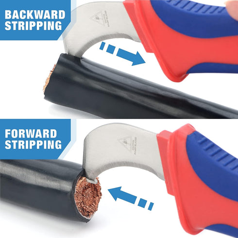 iCrimp Utility Knife for Cable Skinning, 2-Pack Insulated Electricians Cable Stripping Knives