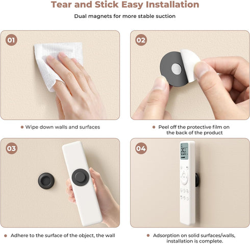 UMUST 4Pcs Magnetic Remote Control Holder, Upgrades Silicone Wall Mount Self-Adhesive Remote Control Stand, Organizer