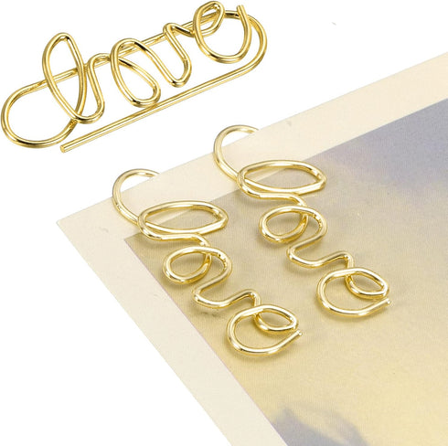 YOKIVE 20 Pcs Love Shape Paper Clips, Gold, 1.34-Inch, Great for Art, Home, Daily Use, Keep Desk Neat