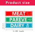 wootile 120 1.5 1/4 inch Pcs Kosher Sticker Labels Meat Dairy Parve Stickers x Blue Dairy Red Meat Green Dishwasher