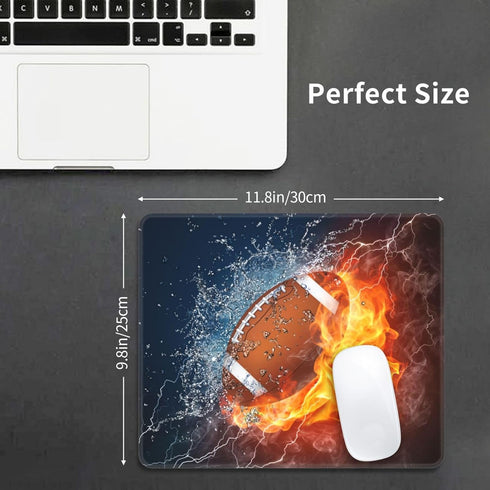 Sports Mouse Pad with Football Design - Cool 12"x10" Mouse Mat for Kids, Teens, Non-Slip Rubber & Stitched Edges for