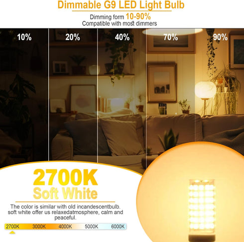 VYAOMLI G9 Bulbs Dimmable 7W Bulb 75W-80W 730LM, G9 Bulb 120V 5 Pack) LED Light Equivalent to Halogen Bi-Pin Base Light