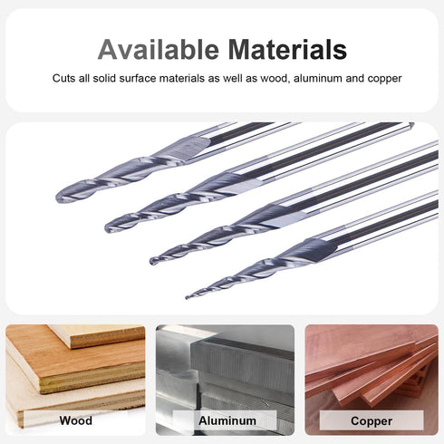 4Pcs/Pack R0.25~1.0 1/8" SpeTool Assorted Tip Tapered End Mill Cone Ball Nose Carbide Bit CNC Cutter for Carving