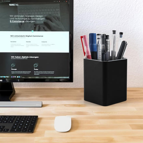 Metal Square Pen Holder for Desk, Aluminum Desktop Organizer and Makeup Brush Storage Box for Office, School, Home