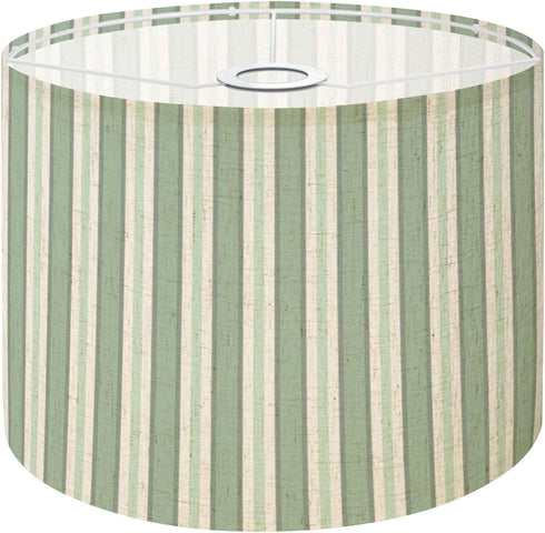 DERUINVAIO Lamp Shade Lampshades 1 Pack Elegant sage green cream vertical stripes for