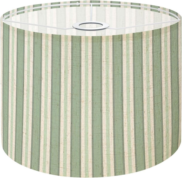 DERUINVAIO Lamp Shade Lampshades 1 Pack Elegant sage green cream vertical stripes for