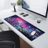 Retro Japanese Anime Gaming Mouse Pad XL, Cool Dark Purple Red Vaporwave City Extended Desk Mat