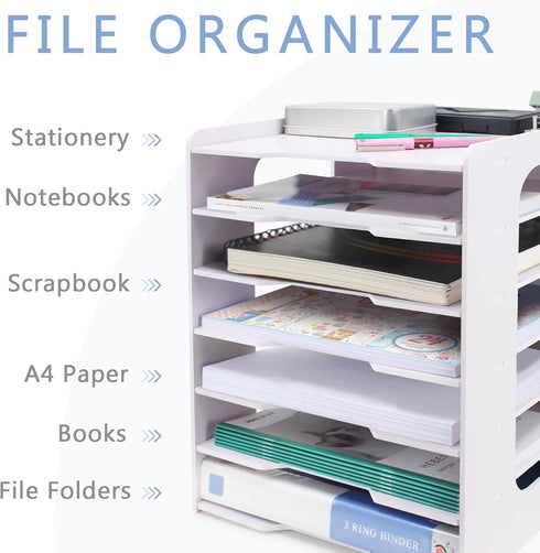 SONGWAY Scrapbook Paper Organizer 12x12, 7 Tier File Organizer for Desk, Stackable Paper Storage, Desktop Paper Storage