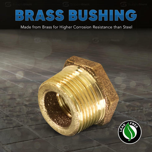 Everflow CSCV2001 2 X 3/4-Inch Brass Hex Bushing, No Lead
