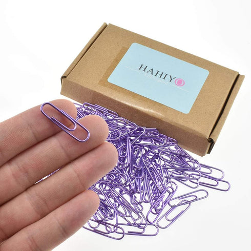 HAHIYO Paper Clips 1.1" (28mm) Length Purple Paperclips, Bright Colors Vinyl Coated for Bookmark Organize Home Office