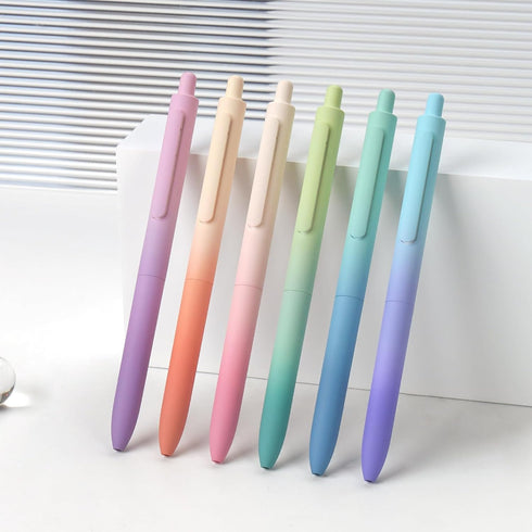 WRITECH Fine Point Gel Pens, 0.5mm Retractable Black Ink, 6ct Smooth Writing with Aesthetic Gradient Color Barrel