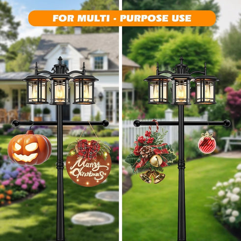 Vorintaga 1 Pack 16 inch Lamp Post Cross Arm Zinc Plating Cross Arm Ladder Rest with Removable Knobs Crosss Arms