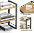 Office Desk Shelf Organizer, Wood Desktop Bookshelf Supplies Storage Rack, 2 Tier Shelf for Desk and Dresser (Black)