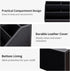 KINGFOM Pu Leather Desk Organizer with 5 Compartments for Office Supplies, Black