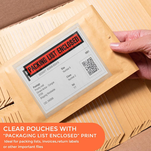 Packing Slip Envelope Pouches by PackageZoom, 1000-Pack, Clear Self Adhesive Shipping Label Sleeves