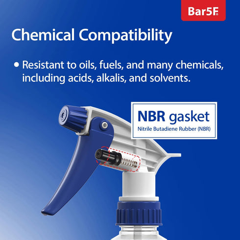 Set of 2 Premium 16 oz Spray Bottles, NBR Gasket - Superior Hydrocarbon Resistance - Ideal for Auto Detailing & Industrial Cleaning by Bar5F