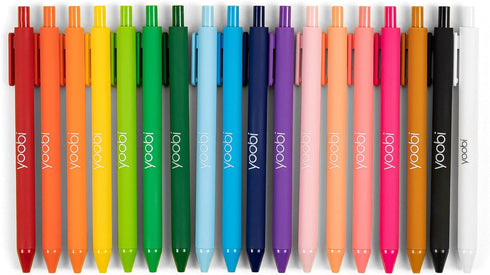 Yoobi Retractable Gel Pen Set, 18 Bright Colors, Fine 1.00mm Point for School or Office, Comfortable Grip