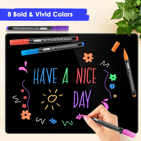 maxtek Neon Dry Erase Markers Fine Tip, Liquid Chalk Markers for Chalkboard, Glass, 1mm Fine Point
