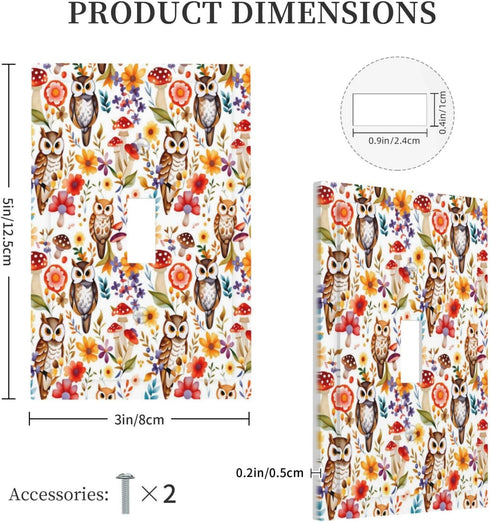 Sturin 1 3X5 Cute Owl Flowers Wall Plate Light Switch Cover Gang Single Toggle Toggle Switch Art Plates