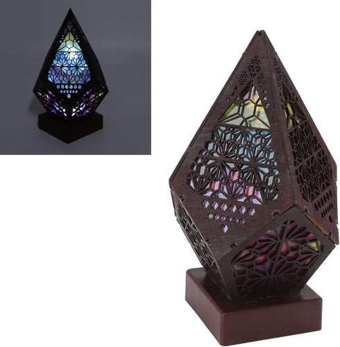 LEEZAD LED Star Projector, Colorful Retro Bohemian Wooden Star Sky Floor Projection Lamp, Night Light Projector