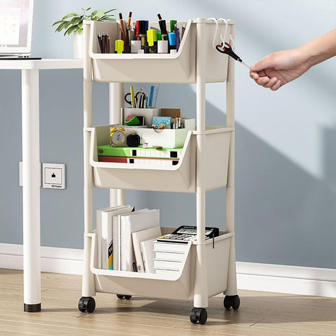 Generic Rolling Cart Organizer - Multi-Tier Book Cart with Wheels for Easy Storage, Versatile Organizer for Toys