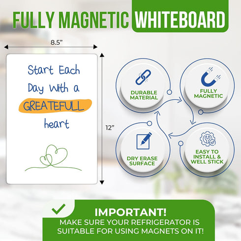 Magnetic Whiteboard for Fridge 8.5x12 - A4 Dry Erase Board for Refrigerator White Board for Fridge Whiteboard Magnetic Fridge Board Magnet Whiteboard for Fridge White Board Magnet Board for Fridge by JUZARI