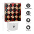 Square LED Night Lights Lamp with Dusk to Dawn Sensor, Vintage Floor Tiles in Black, Red and Beige Night Light Plug