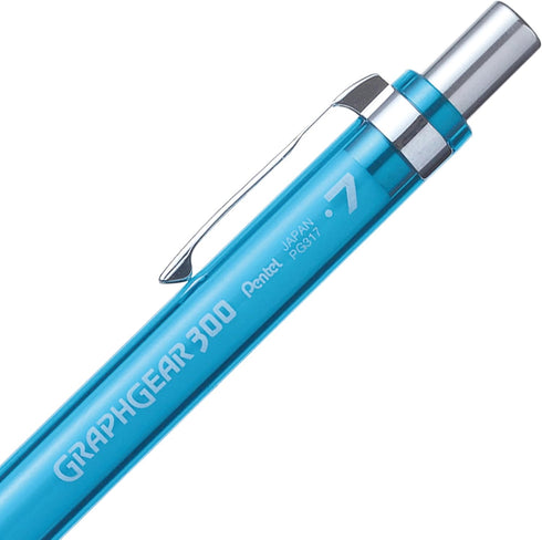 Pentel GraphGear 300 Mechanical Pencil - Box of 12 Pencils, Sky Blue, 0.7mm
