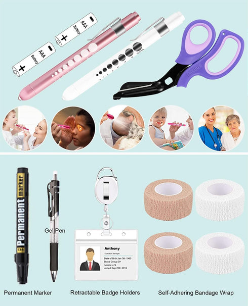 15 MEUUT pcs Stethoscope Case Kit, Perfect Nurse Gift Include Stethoscope Case, Medical Scissors, Penlights