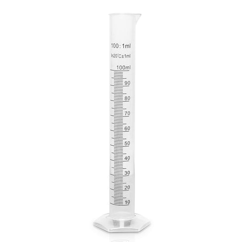 Brewing America 100ml Plastic Graduated Cylinder Beaker - 100ml Science Measuring Test Tube Flask with Pour Spout
