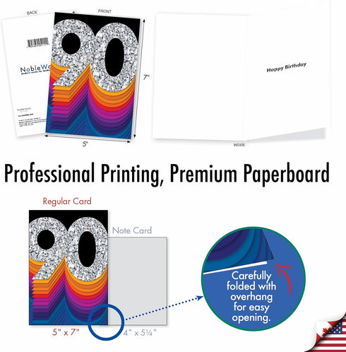 The Best Card Company - 90th Happy Birthday Card, Fun Greeting for 90 Years Old Milestone (C6110GMBG)