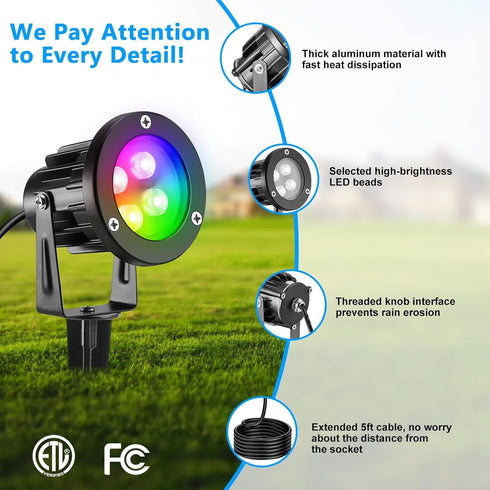 Lights,8W Control,2-in 1 85-265V (1 OurLeeme Lawn Flood Light Stake, RGB Spot Outdoor LED Flood Light Waterproof Garden