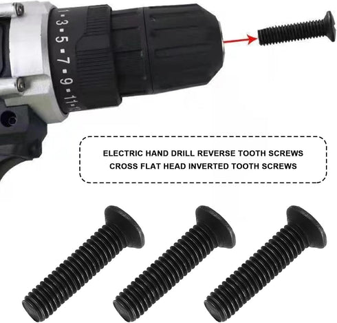 The Lord of the Tools 5PCS M6x25mm Drill Chuck Shank Adapter Screw Carbon Steel Fixing Screw Left Hand Thread for UNF Drill Chuck Shank Adapter Black