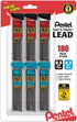Pentel C257BPHB6 Super Hi-Polymer Lead Refills, 0.5mm, 0.7mm, HB, Black, 30/Tube, 6 Tubes