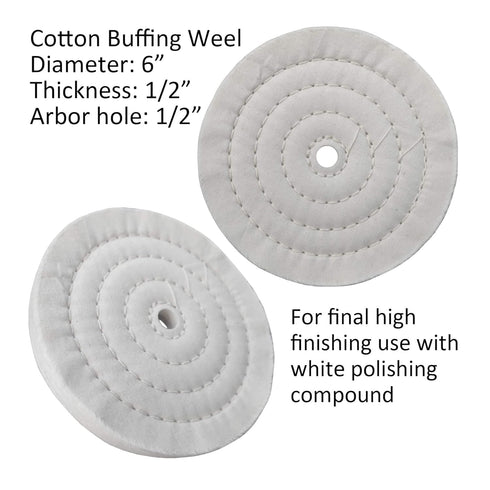 6PC 6 Inch Stainless Steel Polishing Buffing Wheel Kit for Bench Grinder, Includes 1/2 Inch Arbor Hole Wheels