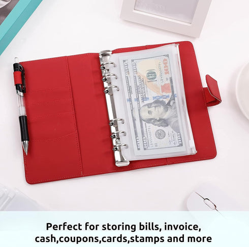 SKYDUE Budget Binder with Zipper Envelopes, Money Organizer for Cash, 12pcs Expense Budget Sheets & 24 Labels