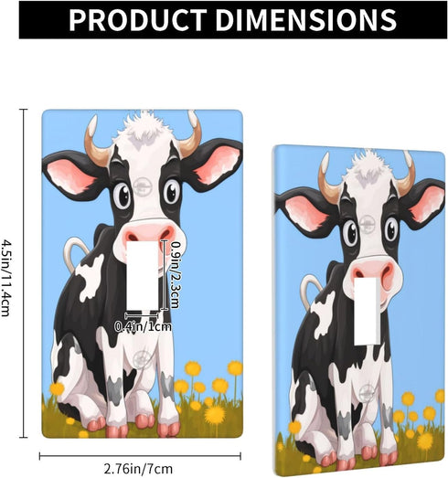 FGDFEPOXKL 1 Dairy Cow Light Switch Covers Decorative Single Toggle Wall Plate, Switchplate Electrical Faceplate, Gang