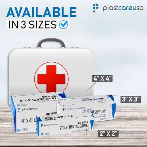 400 Count 4x4 4-Ply (2 Packs 200) Gauze Pads - Soft Non Woven Sponges - Non Sterile Dental & Esthetic Wipes - All