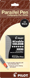 Pilot Parallel Mixable Color Ink Refills, Black Ink, 12-Pack for Calligraphy Pens (77313)