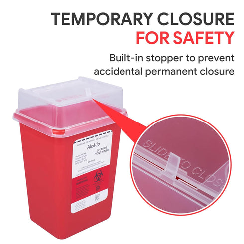 Alcedo Sharps Container, 1 Quart (1-Pack) Biohazard Needle and Syringe Disposal, Portable for Travel Use