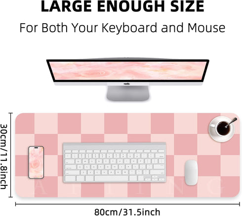 Non-Slip Pink Desk Pad, Waterproof PU Leather Desk Protector, Large Blotter, Easy Clean Laptop Writing Mat